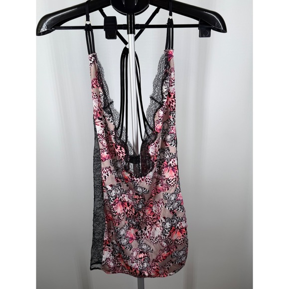 Victoria's Secret Other - Victoria's Secret Butterfly Print Satin Lace Trim Caged Back Chemise Pink M